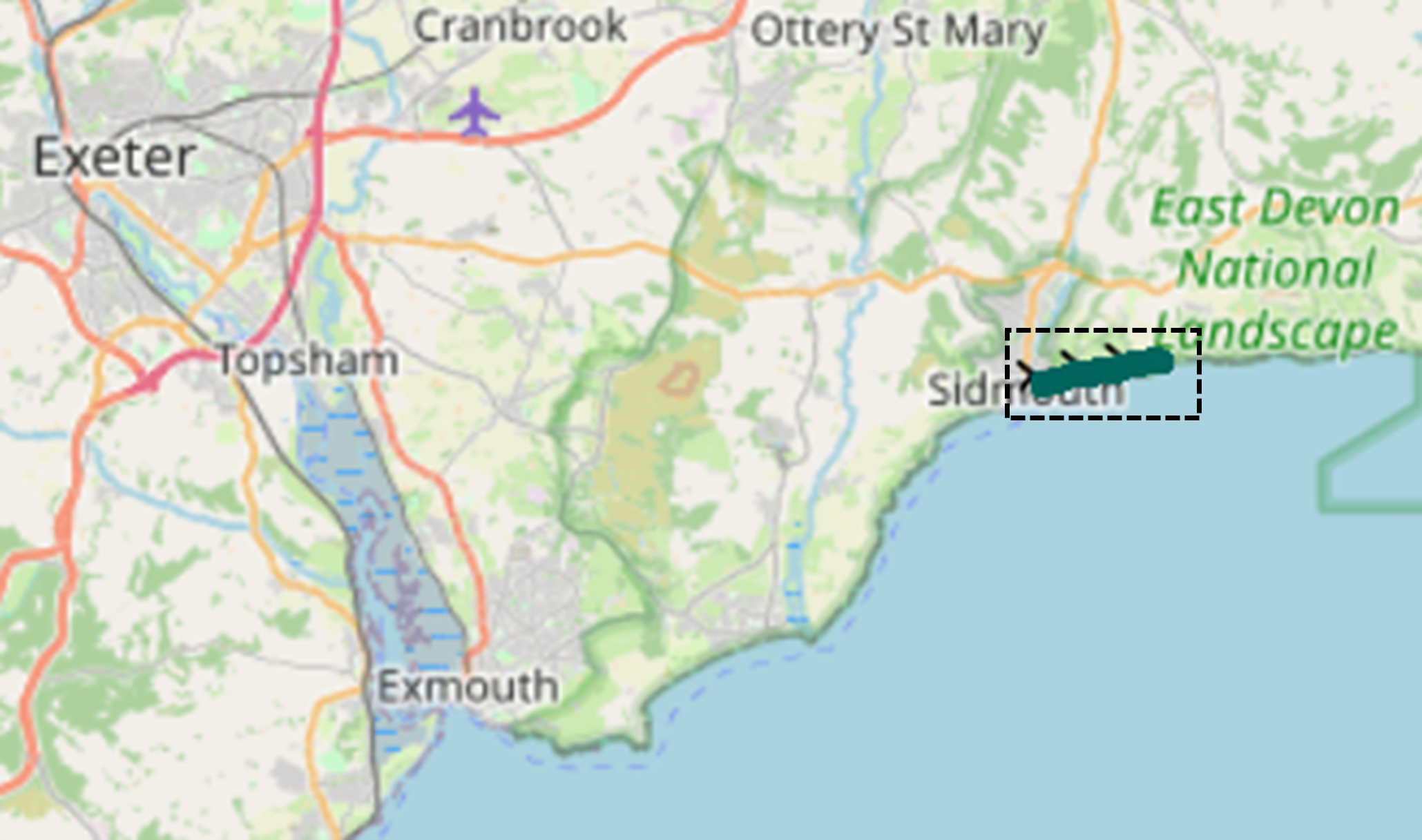 Study area east of Sidmouth
