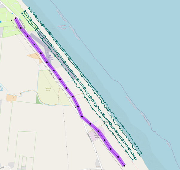DSAS cliff retreat analysis south of Withernsea